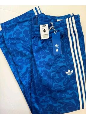 ADIDAS X BAPE BLUE TRACK PANTS SZ XL NWT